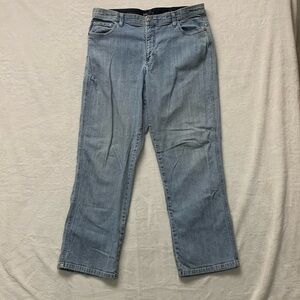 Lee Women's Comfort Waistband Denim Jeans Size 18 M Embroidered boot cut stretch